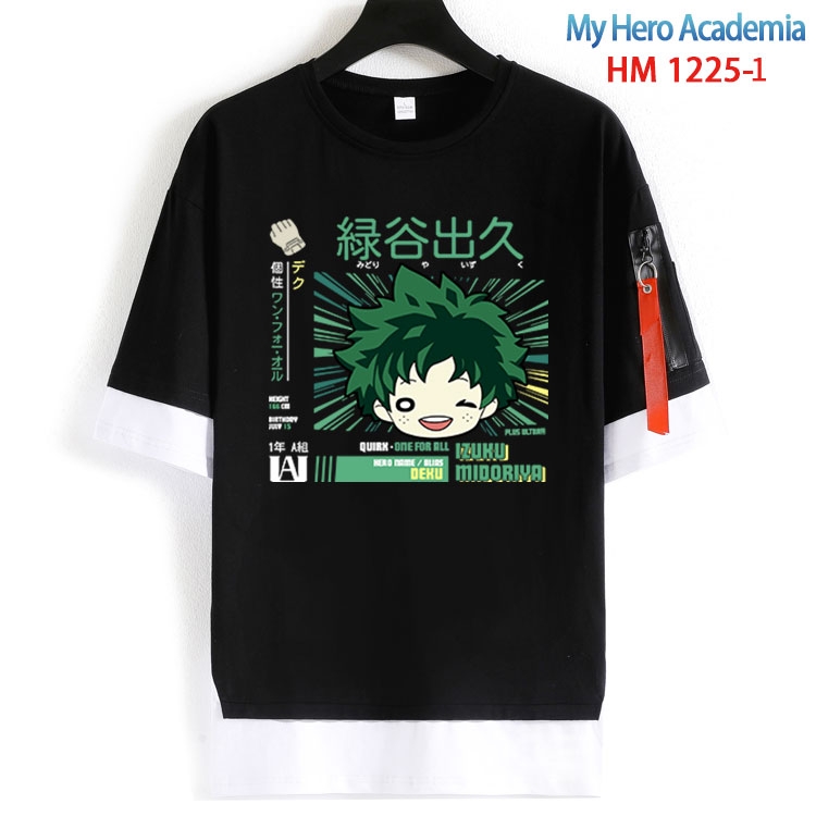 My Hero Academia Cotton Crew Neck Fake Two-Piece Short Sleeve T-Shirt from S to 4XL HM 1225 1