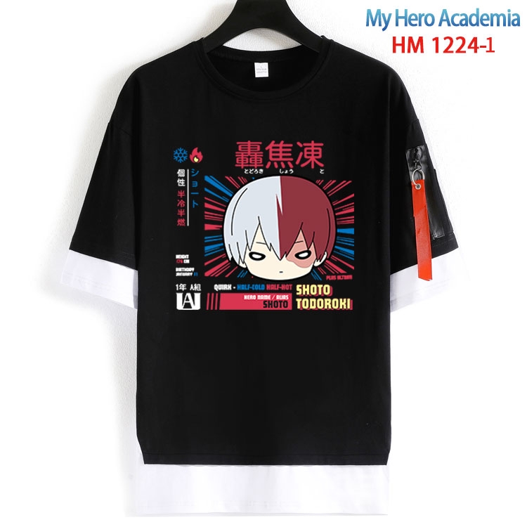 My Hero Academia Cotton Crew Neck Fake Two-Piece Short Sleeve T-Shirt from S to 4XL  HM 1224 1