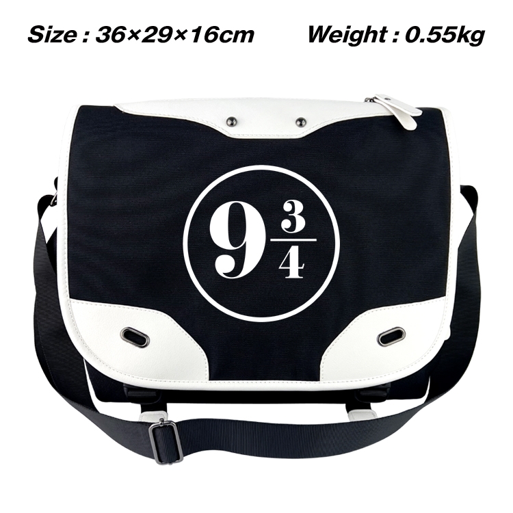Harry Potter Black and white anime waterproof nylon shoulder messenger bag schoolbag 36X29X16CM