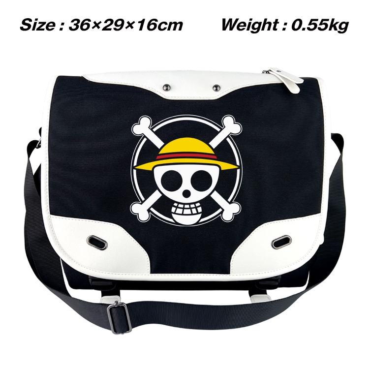 One Piece Black and white anime waterproof nylon shoulder messenger bag schoolbag 36X29X16CM