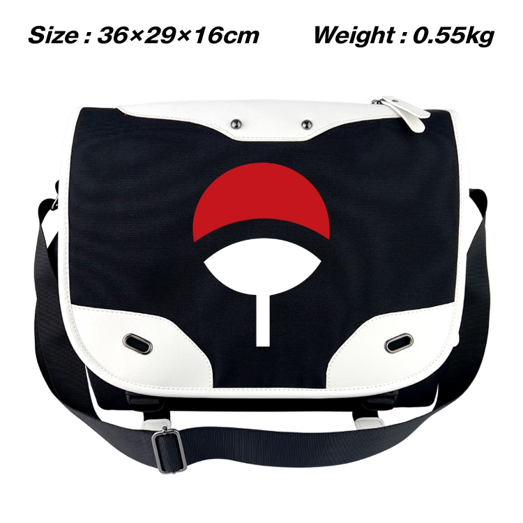 Naruto Black and white anime waterproof nylon shoulder messenger bag schoolbag 36X29X16CM