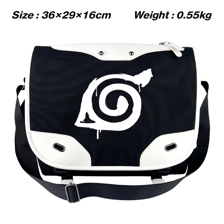 Naruto Black and white anime waterproof nylon shoulder messenger bag schoolbag 36X29X16CM