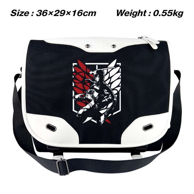 Shingeki no Kyojin Black and white anime waterproof nylon shoulder messenger bag schoolbag 36X29X16CM