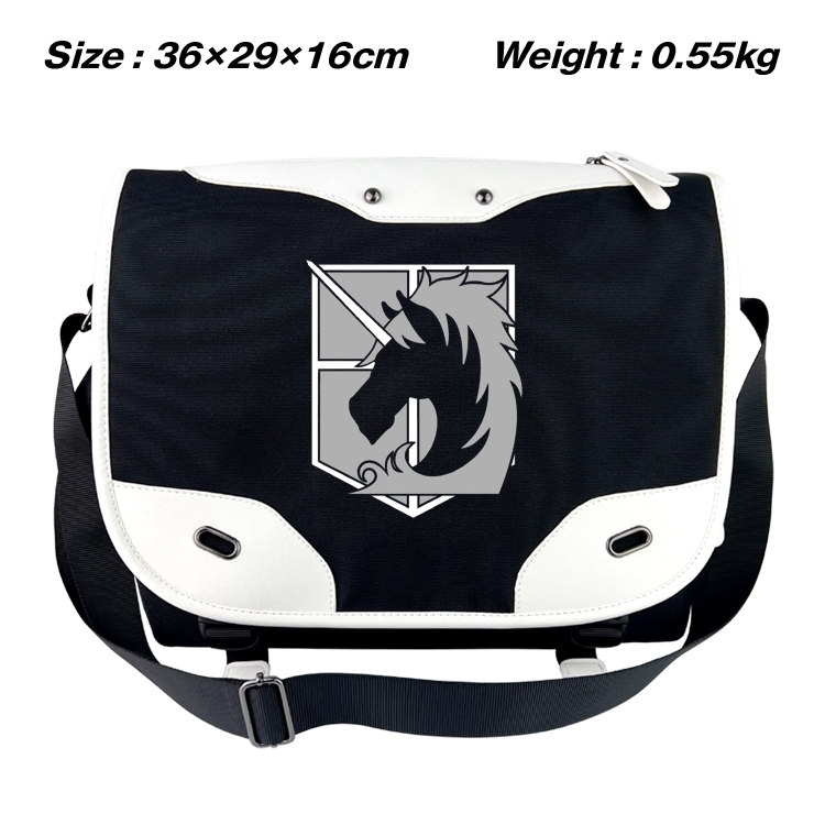 Shingeki no Kyojin Black and white anime waterproof nylon shoulder messenger bag schoolbag 36X29X16CM