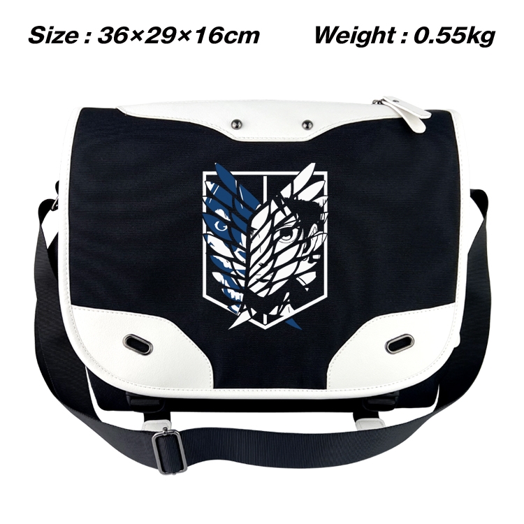 Shingeki no Kyojin Black and white anime waterproof nylon shoulder messenger bag schoolbag 36X29X16CM