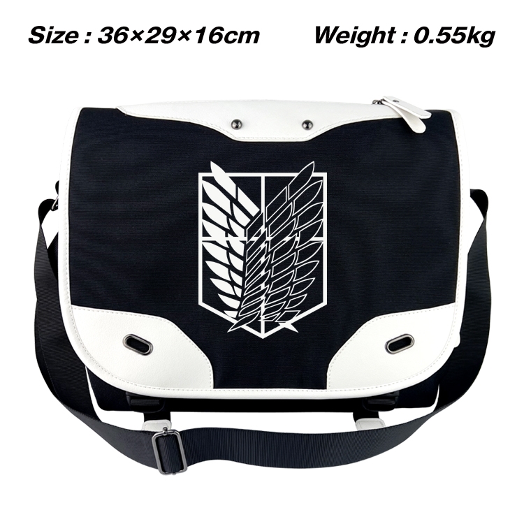 Shingeki no Kyojin Black and white anime waterproof nylon shoulder messenger bag schoolbag 36X29X16CM