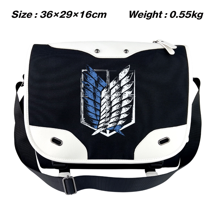 Shingeki no Kyojin Black and white anime waterproof nylon shoulder messenger bag schoolbag 36X29X16CM