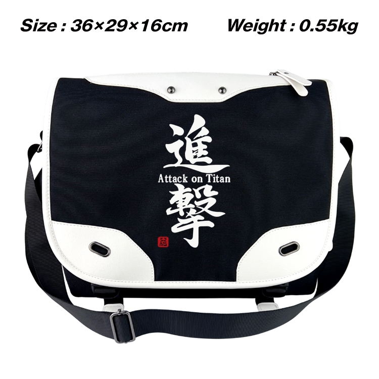 Shingeki no Kyojin Black and white anime waterproof nylon shoulder messenger bag schoolbag 36X29X16CM