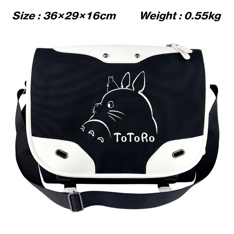 TOTORO Black and white anime waterproof nylon shoulder messenger bag schoolbag 36X29X16CM