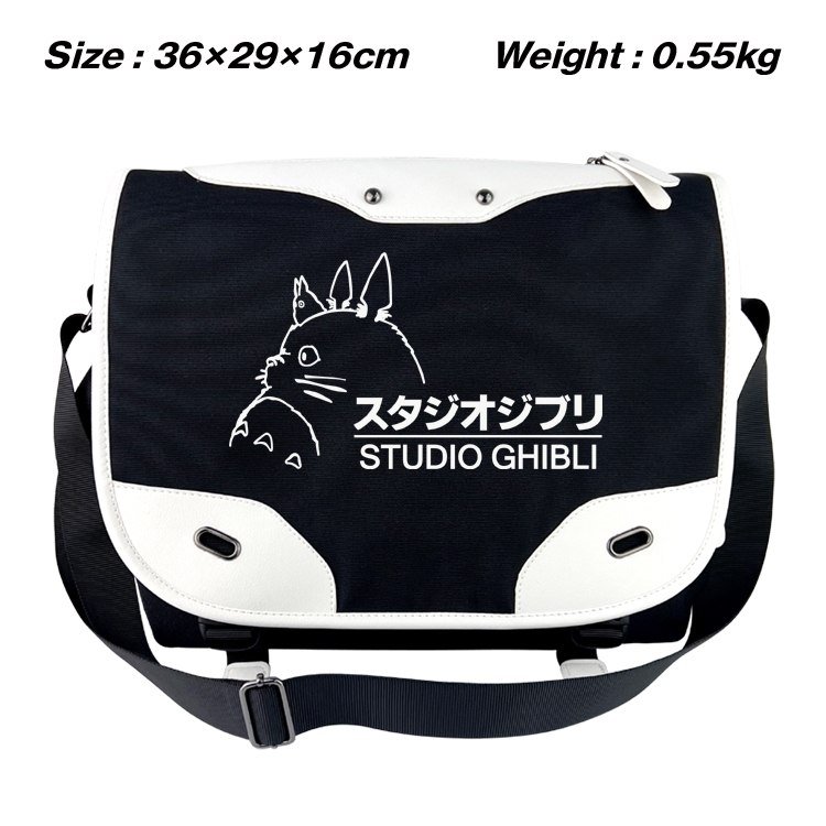 TOTORO Black and white anime waterproof nylon shoulder messenger bag schoolbag 36X29X16CM