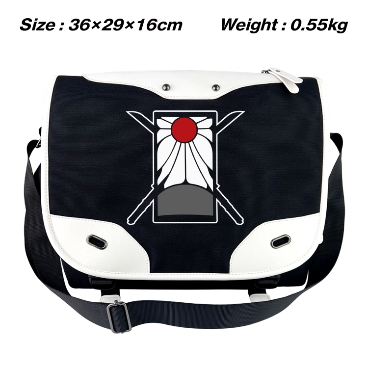 Demon Slayer Kimets Black and white anime waterproof nylon shoulder messenger bag schoolbag 36X29X16CM