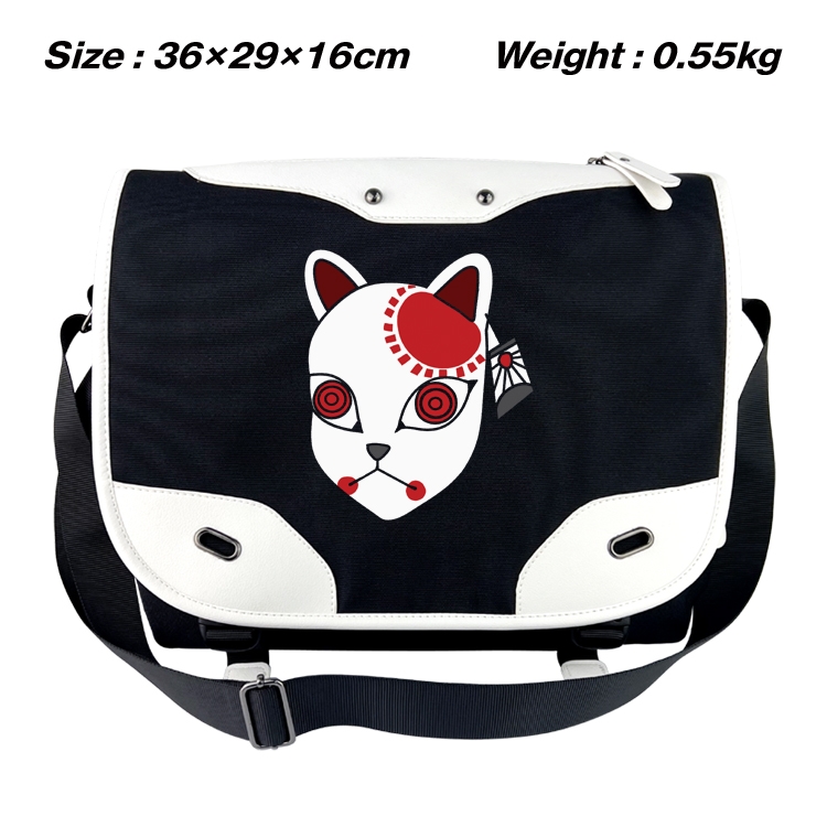 Demon Slayer Kimets Black and white anime waterproof nylon shoulder messenger bag schoolbag 36X29X16CM