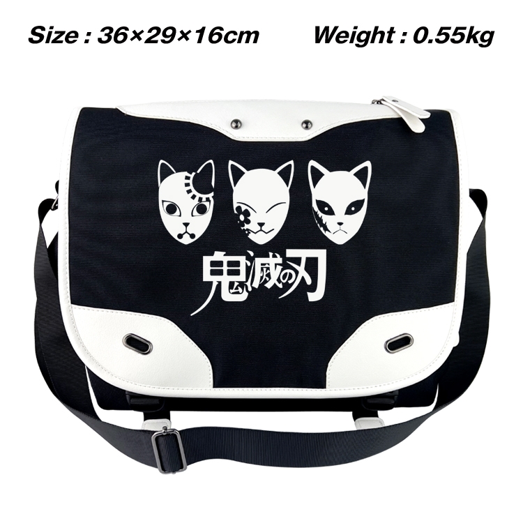 Demon Slayer Kimets Black and white anime waterproof nylon shoulder messenger bag schoolbag 36X29X16CM