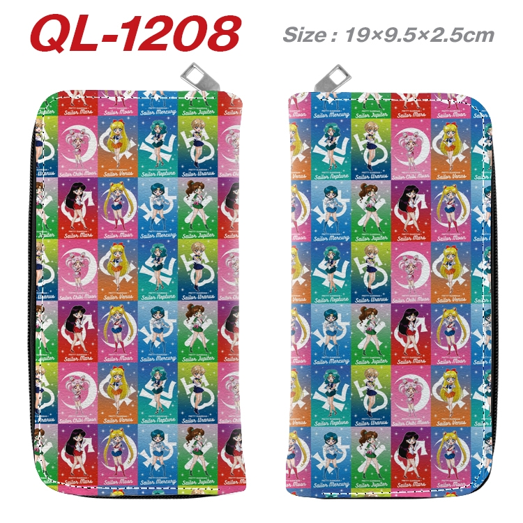 sailormoon Anime pu leather long zipper wallet 19X9.5X2.5CM QL-1208