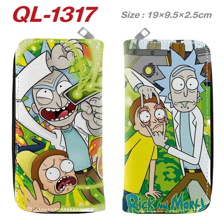 Rick and Morty Anime pu leather long zipper wallet 19X9.5X2.5CM QL-1317