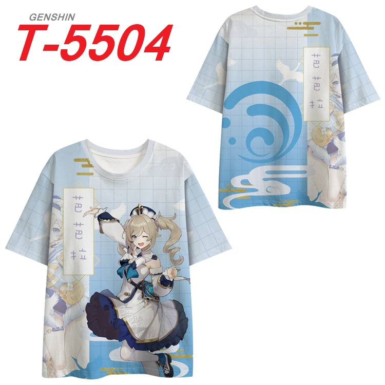 Genshin Impact Anime Peripheral Full Color Milk Silk Short Sleeve T-Shirt from S to 6XL T-5504