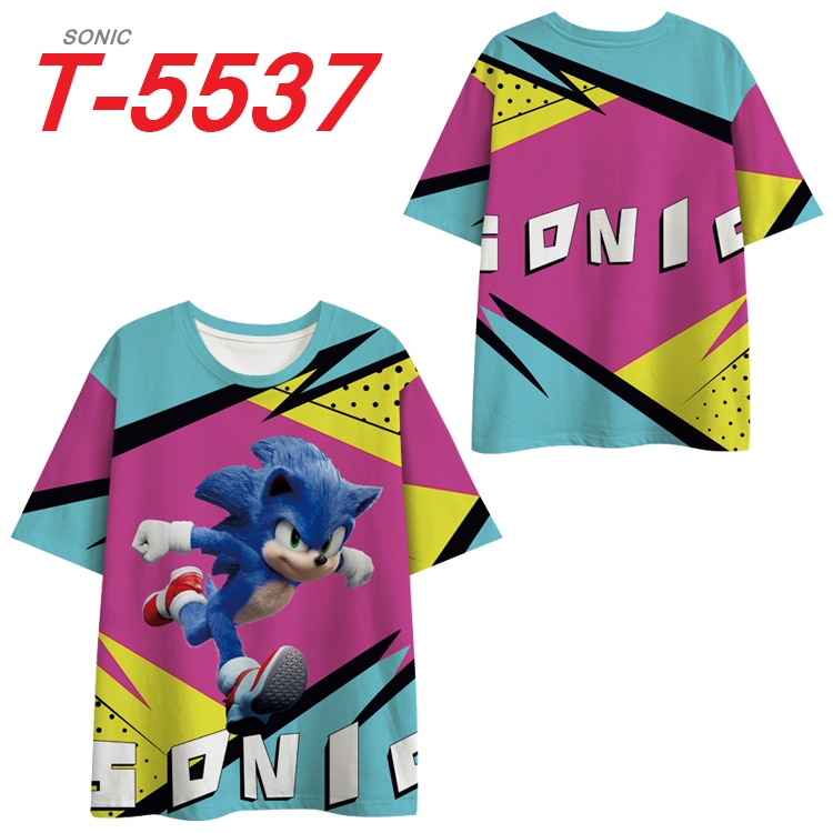 Sonic The Hedgehog Anime Peripheral Full Color Milk Silk Short Sleeve T-Shirt from S to 6XL T-5537