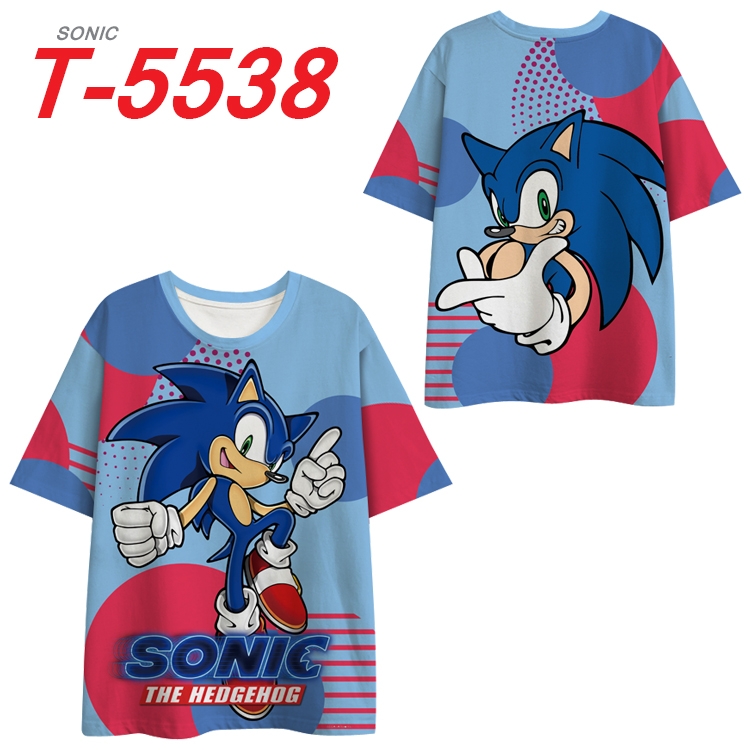 Sonic The Hedgehog Anime Peripheral Full Color Milk Silk Short Sleeve T-Shirt from S to 6XL T-5538