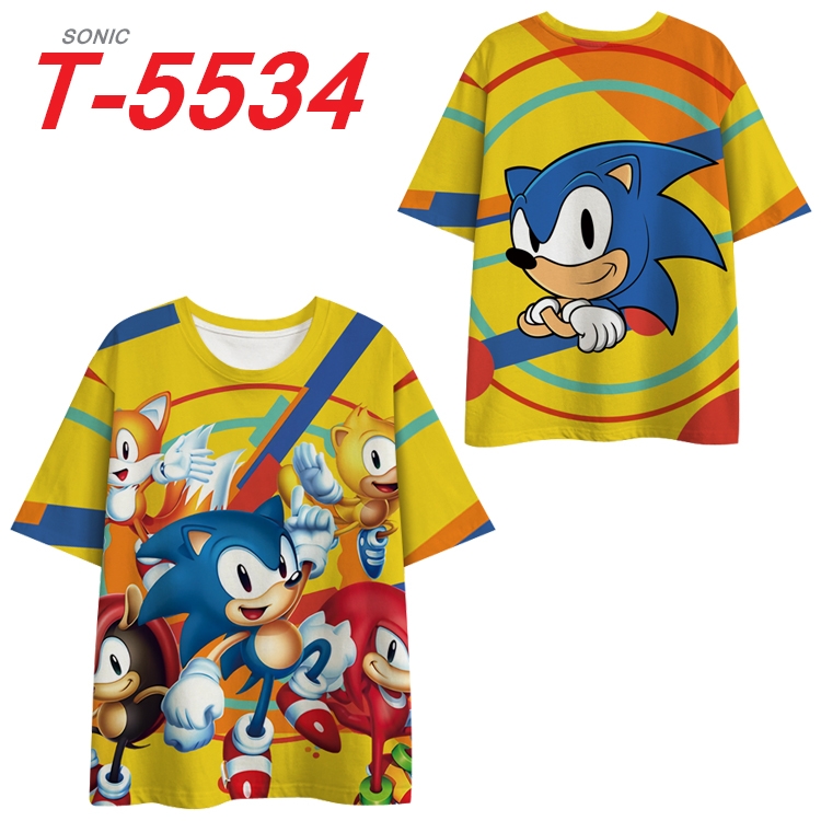 Sonic The Hedgehog Anime Peripheral Full Color Milk Silk Short Sleeve T-Shirt from S to 6XL T-5534