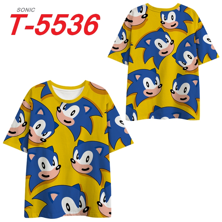 Sonic The Hedgehog Anime Peripheral Full Color Milk Silk Short Sleeve T-Shirt from S to 6XL T-5536