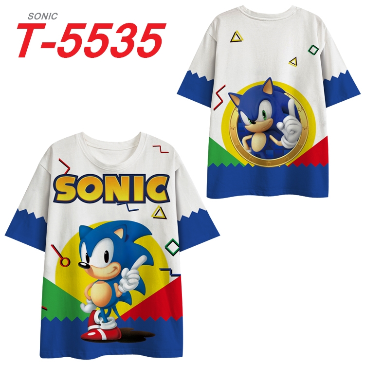 Sonic The Hedgehog Anime Peripheral Full Color Milk Silk Short Sleeve T-Shirt from S to 6XL T-5535