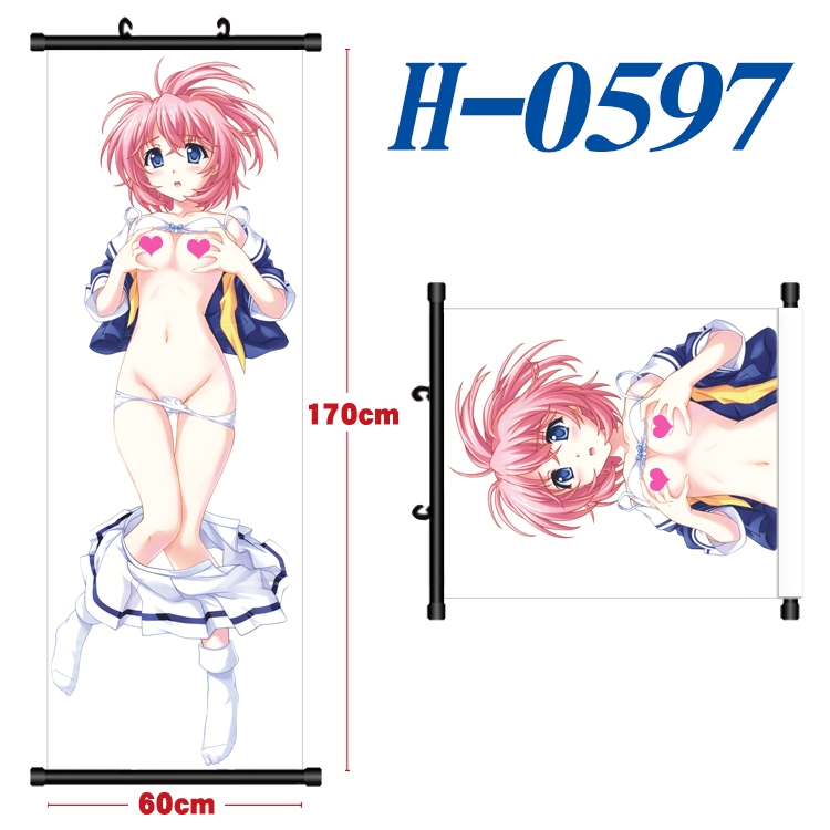 ship girl Black plastic rod cloth hanging canvas painting 60x170cm   H-0597