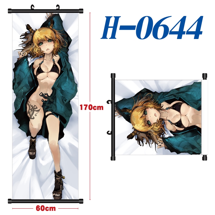 ship girl Black plastic rod cloth hanging canvas painting 60x170cm  H-0644