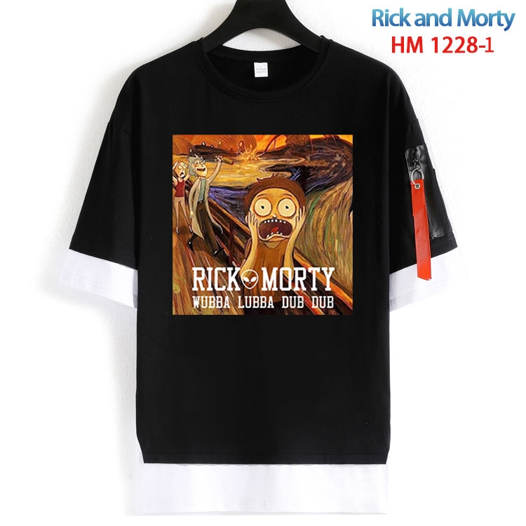 Rick and Morty Cotton Crew Neck Fake Two-Piece Short Sleeve T-Shirt from S to 4XL  HM 1228 11