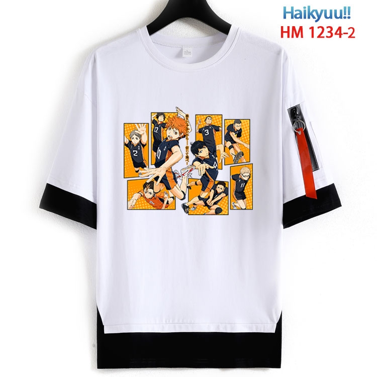 Haikyuu!! Cotton Crew Neck Fake Two-Piece Short Sleeve T-Shirt from S to 4XL  HM 1234 2