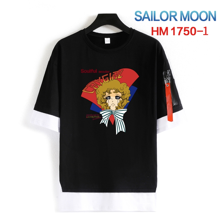 sailormoon Cotton Crew Neck Fake Two-Piece Short Sleeve T-Shirt from S to 4XL  HM-1750-1