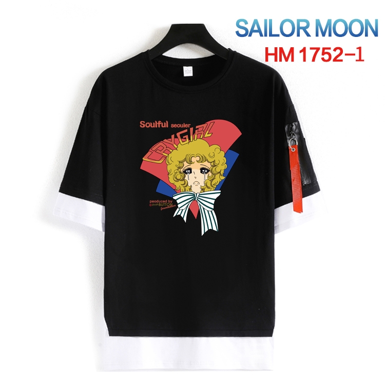 sailormoon Cotton Crew Neck Fake Two-Piece Short Sleeve T-Shirt from S to 4XL  HM-1752-1
