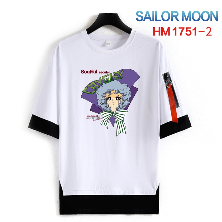 sailormoon Cotton Crew Neck Fake Two-Piece Short Sleeve T-Shirt from S to 4XL HM-1751-2