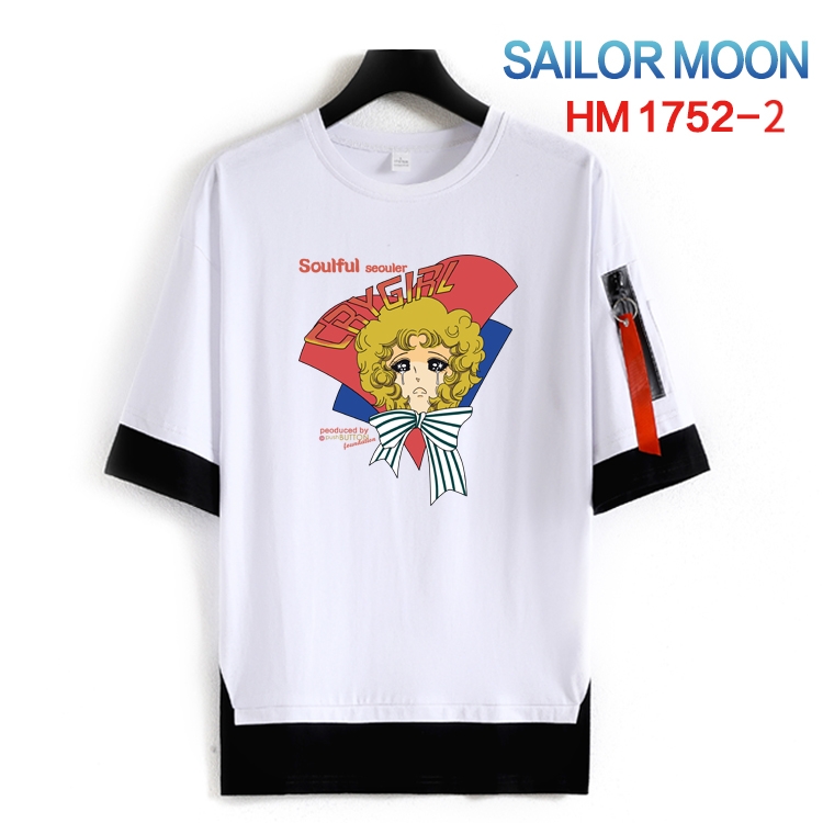 sailormoon Cotton Crew Neck Fake Two-Piece Short Sleeve T-Shirt from S to 4XL HM-1752-2