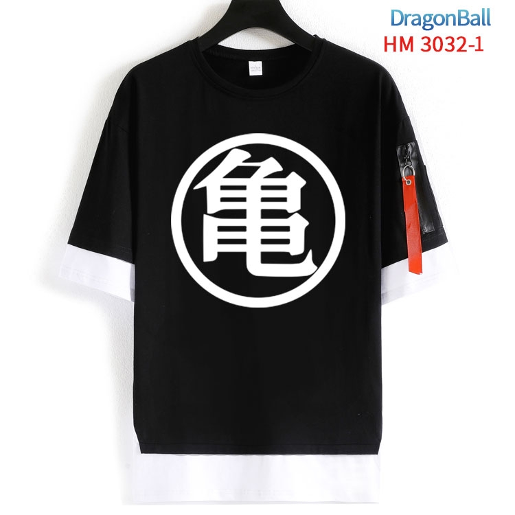 DRAGON BALL Cotton Crew Neck Fake Two-Piece Short Sleeve T-Shirt from S to 4XLHM-3032-1