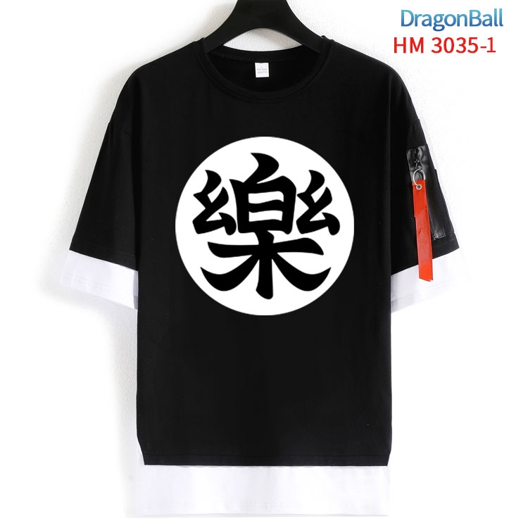 DRAGON BALL Cotton Crew Neck Fake Two-Piece Short Sleeve T-Shirt from S to 4XL HM-3035-1