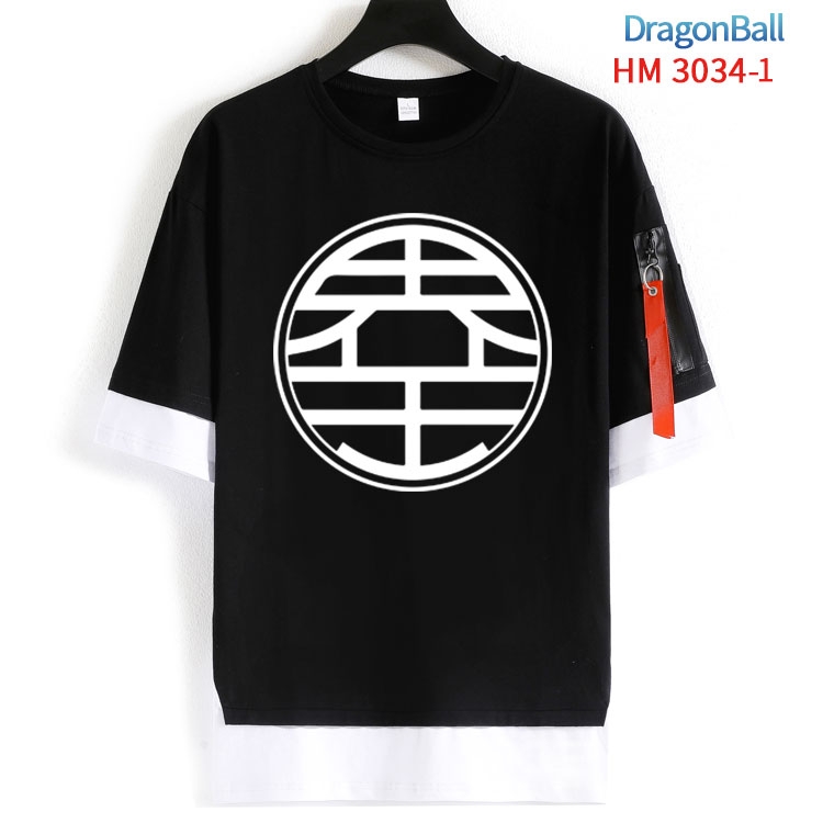 DRAGON BALL Cotton Crew Neck Fake Two-Piece Short Sleeve T-Shirt from S to 4XL HM-3034-1