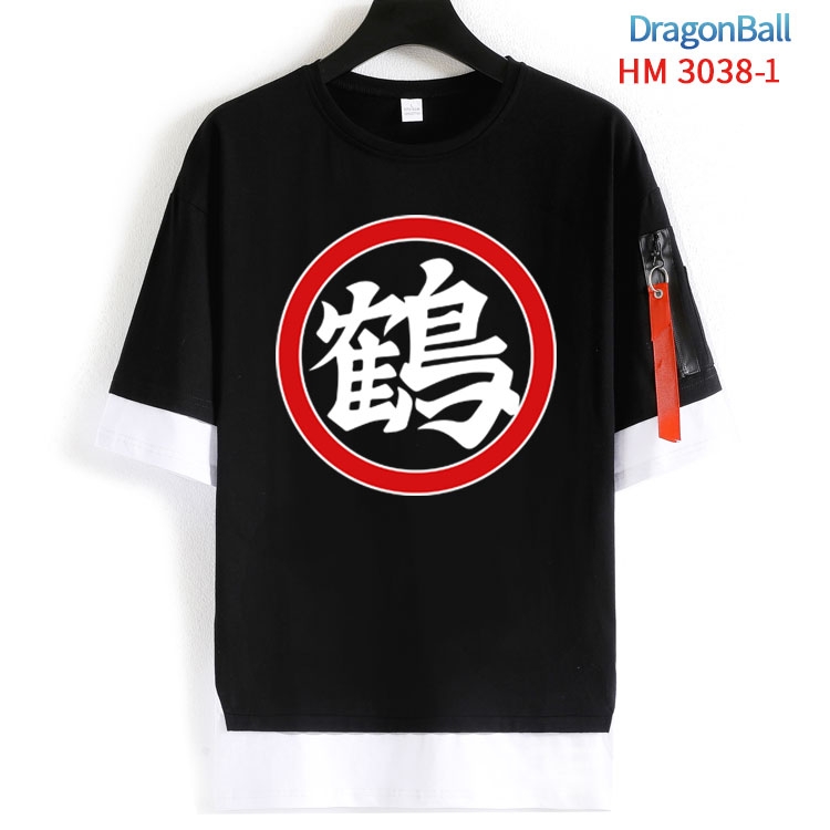 DRAGON BALL Cotton Crew Neck Fake Two-Piece Short Sleeve T-Shirt from S to 4XL HM-3038-1