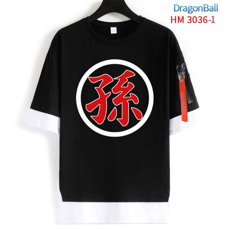 DRAGON BALL Cotton Crew Neck Fake Two-Piece Short Sleeve T-Shirt from S to 4XL HM-3036-1