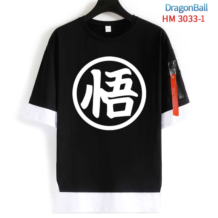 DRAGON BALL Cotton Crew Neck Fake Two-Piece Short Sleeve T-Shirt from S to 4XL HM-3033-1