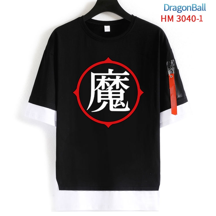 DRAGON BALL Cotton Crew Neck Fake Two-Piece Short Sleeve T-Shirt from S to 4XL HM-3040-1