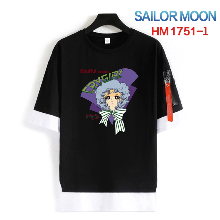 sailormoon Crew Neck Fake Two-Piece Short Sleeve T-Shirt from S to 4XL HM-1751-1