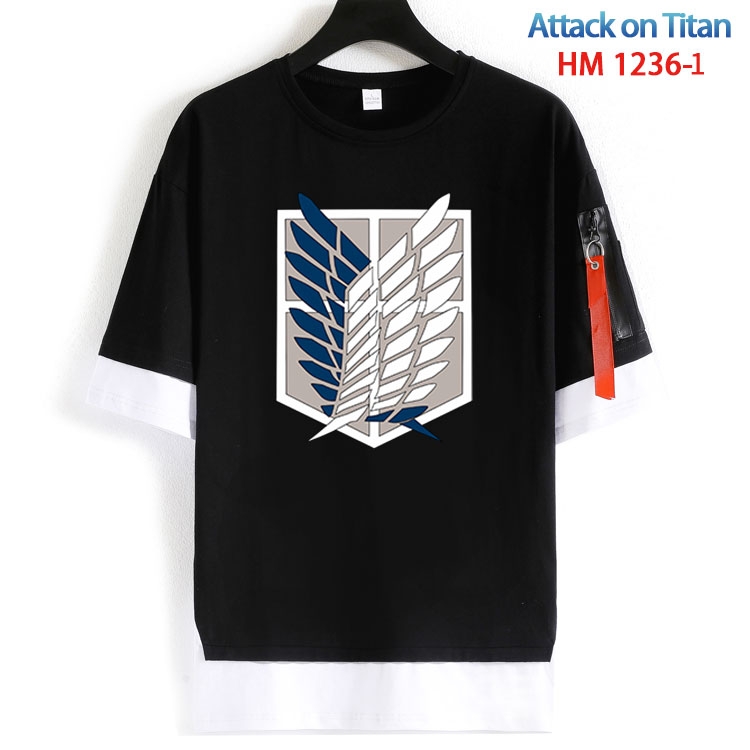 Shingeki no Kyojin Crew Neck Fake Two-Piece Short Sleeve T-Shirt from S to 4XL  HM 1236 1