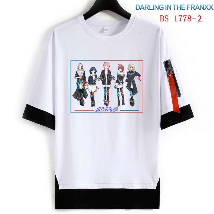 DARLING in the FRANX  Cotton Crew Neck Fake Two-Piece Short Sleeve T-Shirt from S to 4XL  M-1778-2