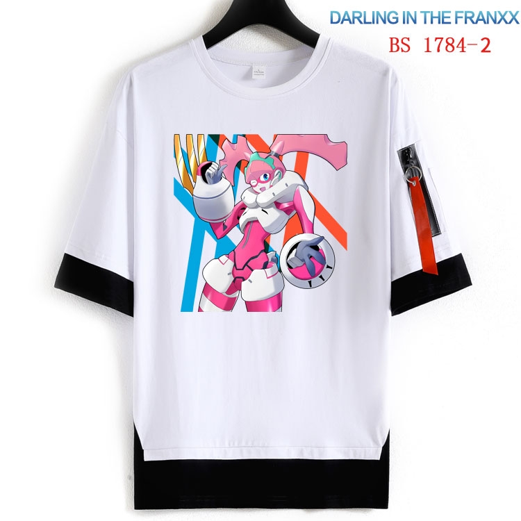 DARLING in the FRANX  Cotton Crew Neck Fake Two-Piece Short Sleeve T-Shirt from S to 4XL  HM-1784-2