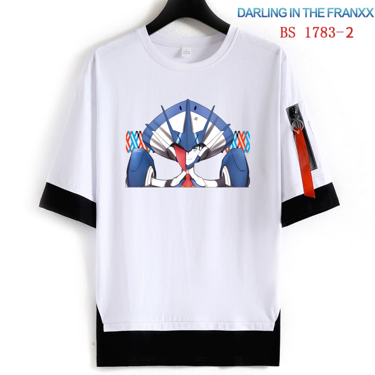 DARLING in the FRANX  Cotton Crew Neck Fake Two-Piece Short Sleeve T-Shirt from S to 4XL  HM-1783-2