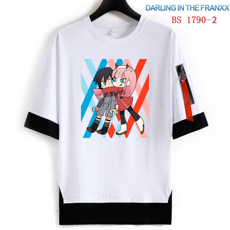DARLING in the FRANX  Cotton Crew Neck Fake Two-Piece Short Sleeve T-Shirt from S to 4XL HM-1790-2