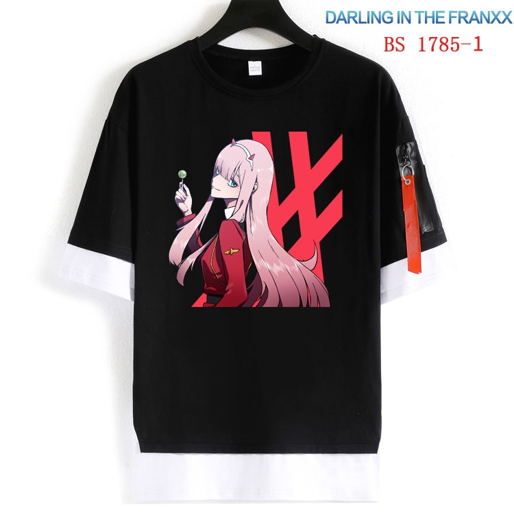 DARLING in the FRANX  Cotton Crew Neck Fake Two-Piece Short Sleeve T-Shirt from S to 4XL  HM-1785-1