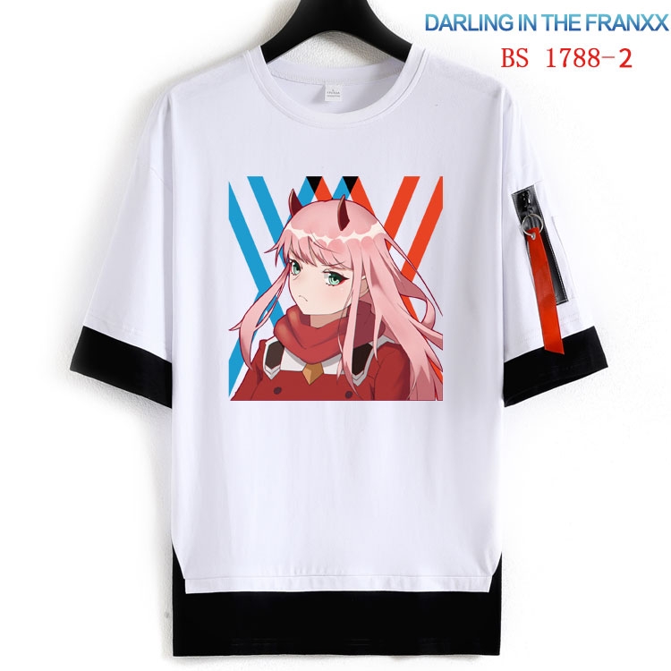DARLING in the FRANX  Cotton Crew Neck Fake Two-Piece Short Sleeve T-Shirt from S to 4XL HM-1788-2 