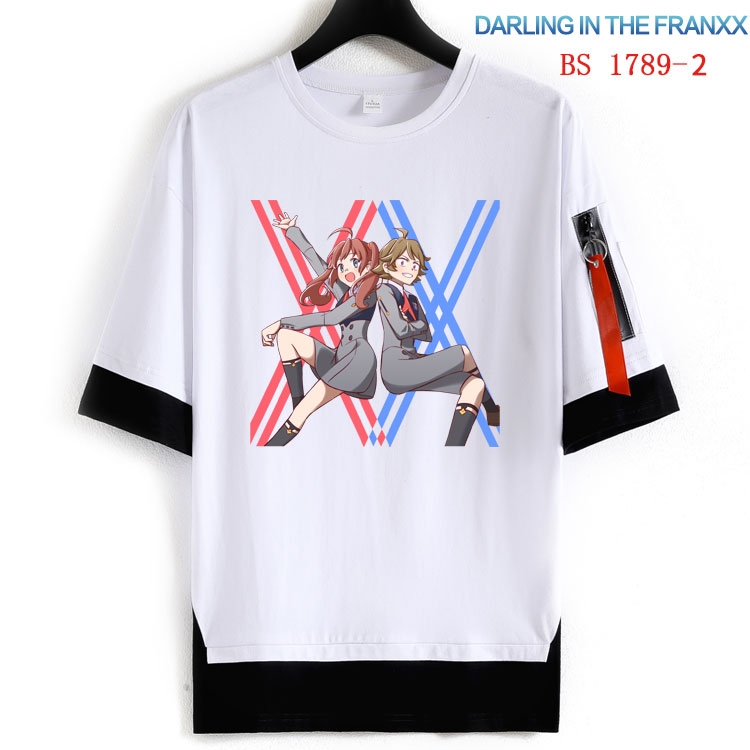 DARLING in the FRANX  Cotton Crew Neck Fake Two-Piece Short Sleeve T-Shirt from S to 4XL HM-1789-2