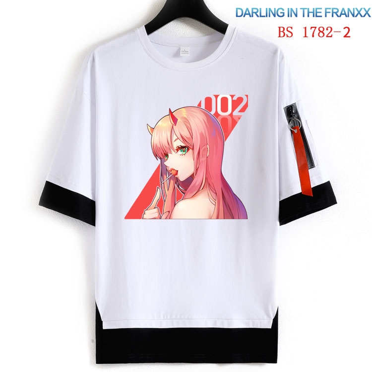 DARLING in the FRANX  Cotton Crew Neck Fake Two-Piece Short Sleeve T-Shirt from S to 4XL  HM-1782-2